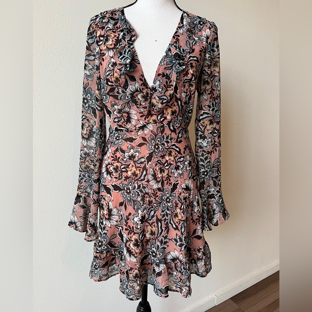 For Love and Lemons Autumn Floral Ruffle Dress